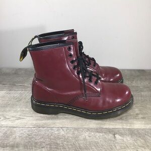 Doc Martens Womens 1460 11822 Cherry Red Patent Leather Virginia Boots UK 6 US 8